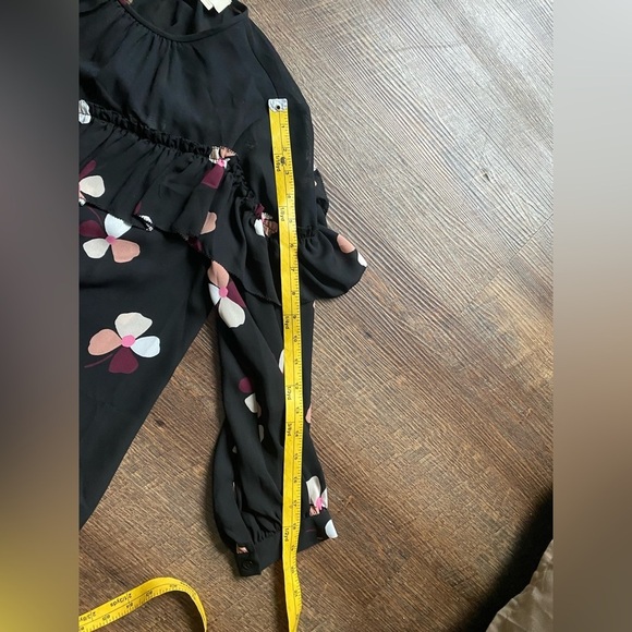 KATE SPADE Black Floral ruffle blouse NWOT preppy cute chic spring chiffon sz S - Picture 10 of 14